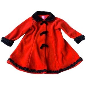 Goodlad Girls Fleece Formal Long Holiday Christmas Coat Size 3T, Red/Black